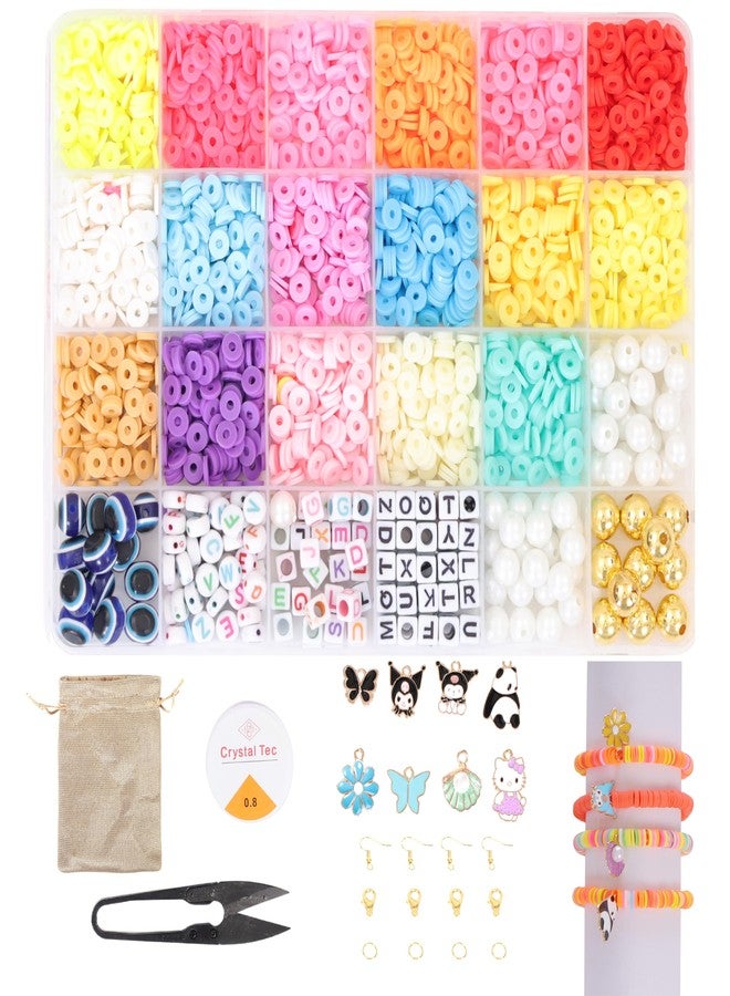 Ambitieux Children Jewelry Making Craft Bracelet Kits set for Kids - DIY 24 Compartment Box, 700+ Colorful Beads, Ear Hangings, Lobster Locks & Rings , 8 Pcs of Charms With Accessories - Birthday Gift for Girls 4 5 6 7 Years (Clay beads 2) - Image 1